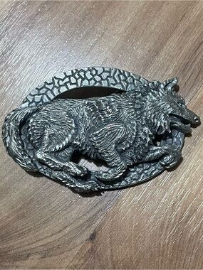 Vintage EMI 2006 Wolf Belt Buckle Running Timber Wolf BB1100 Made in USA Pewter